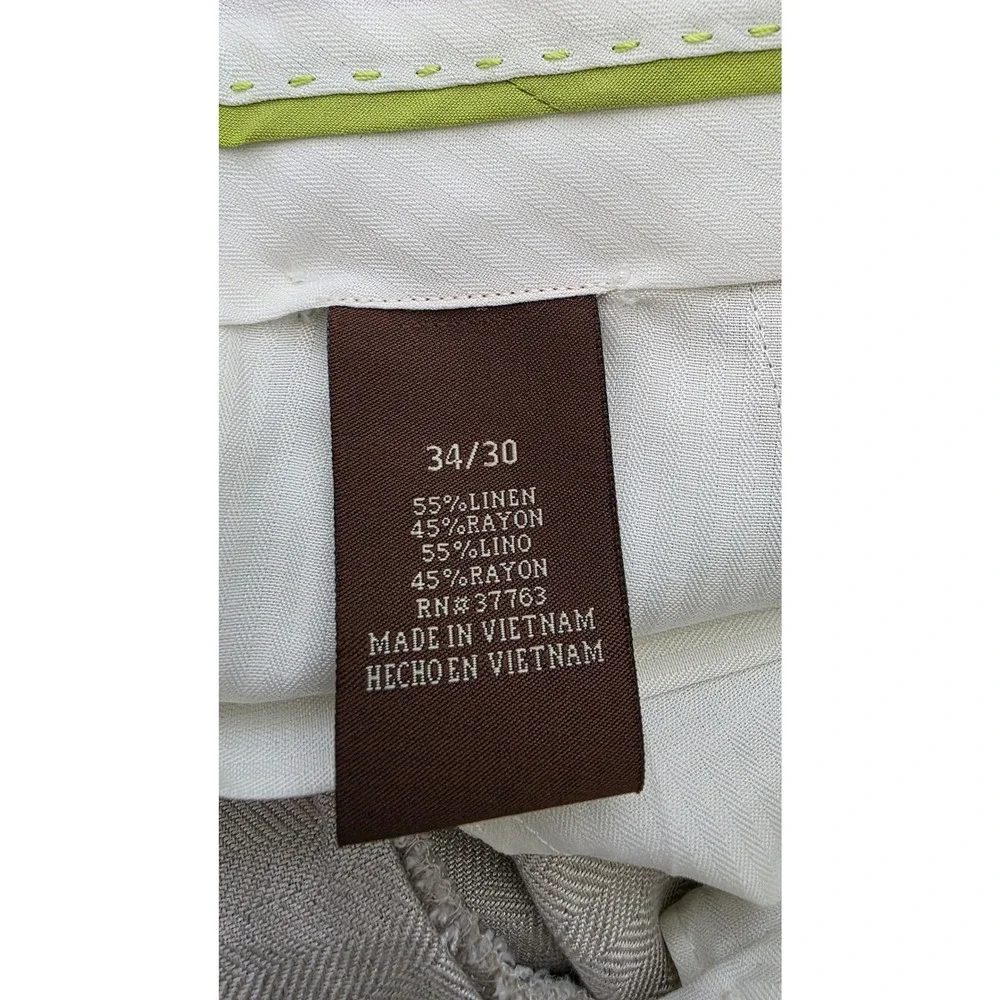 Cubavera Essentials Men's 34x30 Natural Linen Blend Herringbone Pants NEW